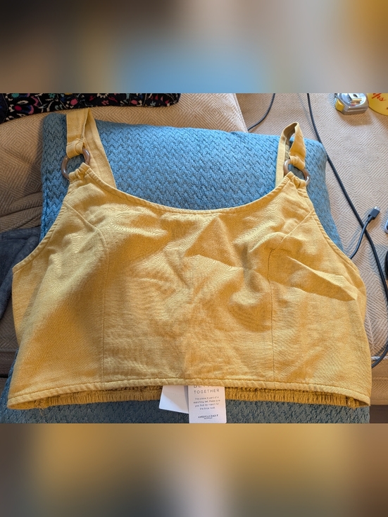 American Eagle Outfitters Tops - American Eagle Outfitters Yellow Ring-Detail Cropped Tank